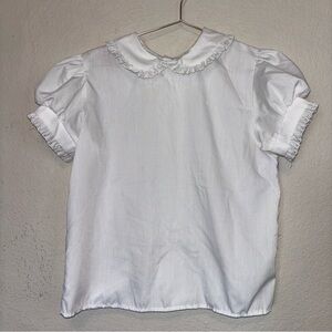 Chocolate White Kids Blouse with Ruffled Details